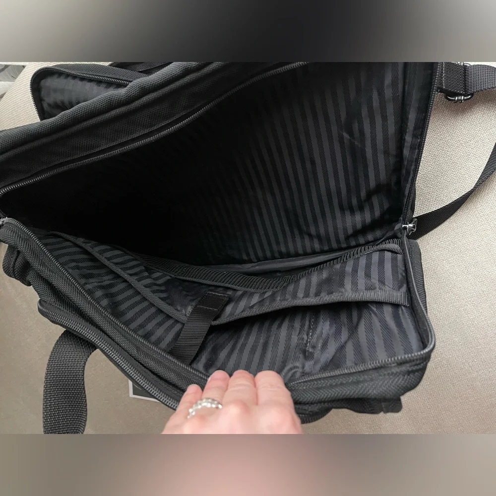Tumi Slim Nylon Ballistic Mini Laptop Ipad Computer Travel Bag In Black